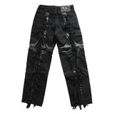 Bonsir High Street Heavy Industry Color Match Tassel Patchwork Baggy Jeans Mens and Womens Straight Ripped Casual Denim Trousers