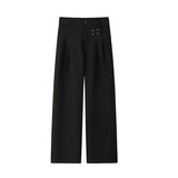 BONSIR  -  Grey Black Suit Pants Men Fashion Society Mens Dress Pants Korean Loose Straight Pants Mens Office Formal Trousers Plus Size