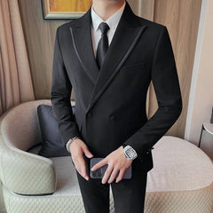 Bonsir Fashion Double Breasted Design Slim Fit Suit Jacket 2024 New Men's Casual Wedding Party Blazers Best Man Prom Suit Coats Tuxedo