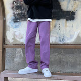 Bonsir New Men's Streetwear Purple Green Jeans Fashion High Street Baggy Y2k Wide Leg Denim Pants Male Fall Full Length Pants