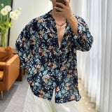 Bonsir Fashion Floral Shirt Summer New Thin See Through Shirts Outerwear Luxury Mens Clothing LGBT Casual Blouse Trendy Streetwear