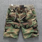 BONSIR  -  Summer Street Mens Camo Shorts Pants With Multi Pocket Retro High Street Male Wide Leg Camouflage Sport Drawstring Cargo Pants