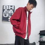 BONSIR  -  Stylized heavy industry ribbed stand collar American high street stand collar jacket baseball flight jacket men amber streamer