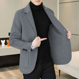 Bonsir Men's Suit Jackets Thin Single Breasted Coat Slim Fit Male Tweed Blazer New In Original Elegant Classic Vintage Menswear Casual