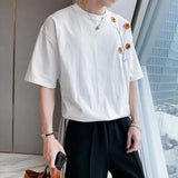 Bonsir T Shirts for Men New Summer French Short Sleeve HipHop Embroidery Solid Color O-Neck Shirt Men Clothing Mens Streetwear Top Tees