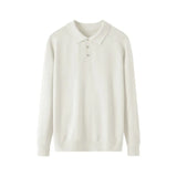 BONSIR  -  Men Long-sleeved Knitted Shirt with Turnover Collar Comfortable and All-match Wool Sweater Simple Business and Casual Polo Shirt