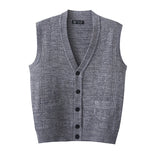 BONSIR  -  Autumn Winter Men's Knitted Warm Vests Mens Retro Button V-Neck Jumper Knitted Waistcoats Men Sweater Vest Jackets Clothing