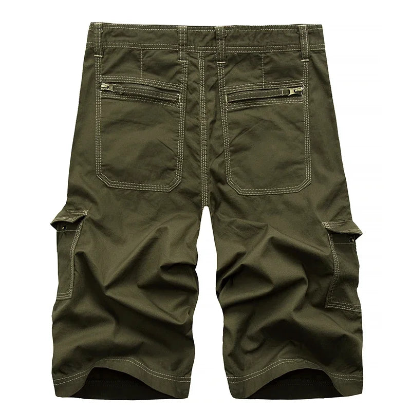 BONSIR  -  Men Cargo Shorts Bermuda Homme Male Fashion Shorts Cotton Washed Short Trousers with Zippers Drop Shipping ABZ144