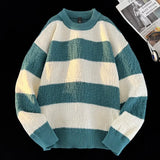BONSIR  -  Thicken Striped Pullovers Men Autumn Winter Sweater Pullover Knit Sweatshirt Casual Tops Round Neck Long Sleeve Bottoming Shirt