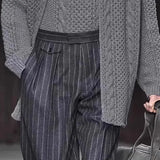 BONSIR  -  New straight-leg pants in autumn and winter clothes retro American vertical striped wide-leg casual pants age-sensing pants