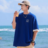 BONSIR  -  Summer Oversized T Shirt Men Tees Short Sleeve Korean Fashion T-shirts Hip Hop Streetwear Drop Shoulder Male Casual Tops