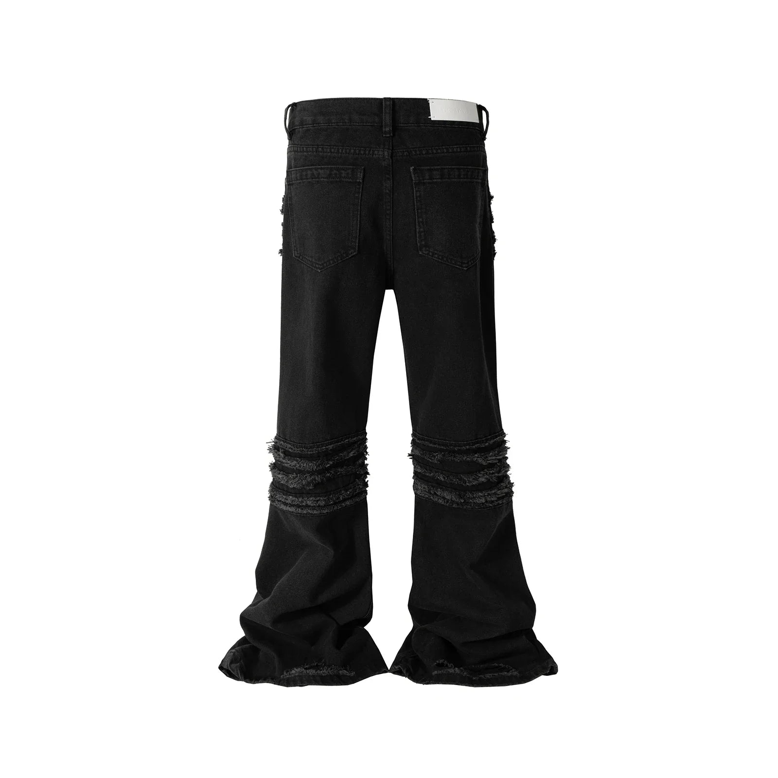 Bonsir High Street Frayed Tassel Black Flare Jeans Pants for Men Straight Baggy Ropa Hombre Denim Trousers Oversized Distressed Cargos