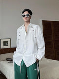 Bonsir Metal Decorated Shirt Men Korean Fashion Spring and Fall New Loose Button Cardigan Long-sleeved Shirts Streetwear Men Clothing