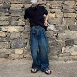 BONSIR  -  Mens Long Pants Washed Contrasting Casual Jeans Seasonal Streetwear Daily  No Ironing Straight Leg Pants Men's Clothing Unisex