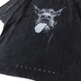 BONSIR  -  Daily Hip Hop Streetwear T-Shirt Fashion Funny Doberman Dog Graphic O Neck Short Sleeve Slight Stretch Comfortable