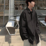 BONSIR  -  Spring Cotton Long Sleeved Shirt Men Society Mens Black Dress Shirt Korean Loose Casual White Shirt Mens Office Formal Shirts