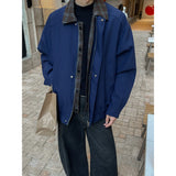 BONSIR  -  The Plaid-Trim Bomber | Men's Plus-Size Maillard Shacket for Urban Layering M-5XL High-quality Men's Spring and Autumn Jacket