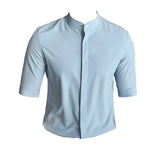 Bonsir High Quality Metal Buttons Decor Half Sleeve Shirts Summer New Men Slim Fit Casual Social Business Blouse Homme