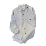 BONSIR  -  Japanese Striped Men's Long Sleeved Shirt Embroidered Thin Loose Coat Spring Autumn Casual Single Breasted Male Clothing
