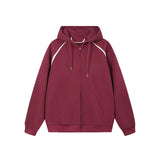 BONSIR  -  Men's Hooded Sweatshirt Coat Retro Contrasting Color Splicing Male Cardigan Autumn High Street Style Loose Zipper Top