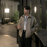 BONSIR  -  Collared Men's Waterproof and Windproof Jacket for Autumn, Warm Outerwear for Daily Commuting in Solid PU Colors.