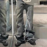 Bonsir Streetwear Y2k Pantalones Hombre Washed Baggy Flare Jeans Unisex Straight Frayed Casual Denim Trousers Oversized Cargo Pants
