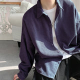 Bonsir Autumn Corduroy Solid Long-sleeved Shirt Men's Niche Loose Casual High Street Shirts Men Tops Overcoat Male Clothes