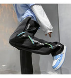 BONSIR  -  Autumn White Casual Pants Men Spliced straight Wardrobe Trousers Hong Kong Style High Street Wide-leg Sports Trousers