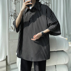 Bonsir Told Tale Male Simple Stripe Polo Shirt Men Clothing Loose Casual Men's Shirts Summer Male Short Sleeve Shirts Pullover