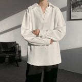 BONSIR  -  White Long Sleeved Shirt Men Oversized Society Mens Black Dress Shirt Korean Loose Casual Shirt Mens Formal Pullover Shirts