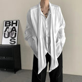 Bonsir Mens Shirt Flowing Collar Chinese Performance Top Thin Niche Personality Streetwear Beach Vacation Shirt Unisex Summer New