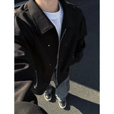 BONSIR  -  Spring Black Jacket Men Fashion Casual Apricot Jacket Men Streetwear Korean Loose Bomber Jacket Mens Short Coat M-3XL