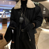 Bonsir Winter Jacket Men Warm Fashion Casual Thickened Leather Jacket Men Streetwear Korean Loose Short Coat Mens Thick Leather Coat