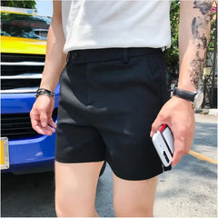 BONSIR   -  Summer Slim Fit Fashion Solid Straight Shorts Men Clothing Simple Match Casual Business Suit Short Homme Streetwear S-3XL