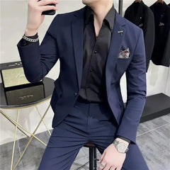 Bonsir 7XL ( Jacket+Pant）Men Slim Fit Suit Wedding Groom Tuxedo Groomsmen Suits Male Fashion Business Stage Costume Homme 2 Pieces