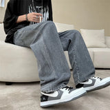 Bonsir Neutral Simple Solid Long Jeans Men Korean Style Fashion High Street Loose Casual Jean Pants Male Daliy All-match Trousers