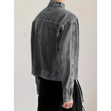 BONSIR  -  Hong Kong style denim jacket men's fashion brand high street niche personality leisure collar pullover work jacket