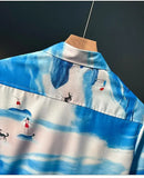 BONSIR  -  Hawaiian Style Beach Short-sleeved Shirt Men's Summer Fashion Thin Loose and Versatile Casual Vacation Seaside Shirt