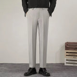 BONSIR  -  8 Colors Summer Men's Baggy Straight Casual Pants Fashion Business Formal Classic Draped Suit Trousers High Quality Male Clothes