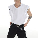 Bonsir Mens Vest Metal Button Tank Top Spring/Summer Streetwear Fashion Youth Campus Sleeveless T-Shirt Old Money Men'S Clothing 2025