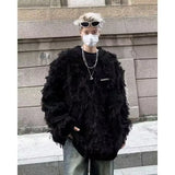 BONSIR  -  American style autumn and winter tassel fur-edged lazy style knitted sweater men's new trendy brand design niche jacket