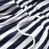 BONSIR  -  Men's Striped Rompers Streetwear Fashion Casual Playsuits Short Sleeve Button Lapel Jumpsuits Drawstring Boxers Shorts Bodysuits