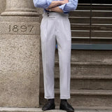 BONSIR  -  Mens Trousers Business Imitation Wool Casual Pants Streetwear Fashion British Business Straight Pants Men'S Clothing 2025 New