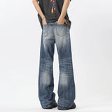 BONSIR  -  Men's Jeans American Style High Waist Wide Leg Loose Slimming Draping Scythe Pants Straight Denim Pants Black Jeans Men Clothing