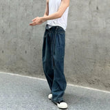 BONSIR  -  Mens Long Pants Washed Contrasting Casual Jeans Seasonal Streetwear Daily  No Ironing Straight Leg Pants Men's Clothing Unisex