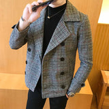 Bonsir Autumn Winter Mens Short Slim Fit Woolen Coat Double Breasted Design Casual Windbreaker Fashion Retro Trench Overcoat 5XL-M
