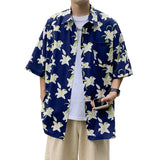 BONSIR  -  Summer Short Sleeve Floral Shirts Men Casual Loose Turn Down Collar Y2k Shirt for Man Fashion Streetwear Blouse Shirt Male