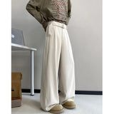 BONSIR  -  Black Belt Suit Pants Men Fashion Society Mens Dress Pants Korean Loose Wide Leg Pants Mens Office Formal Trousers Plus Size