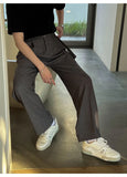 BONSIR  -  New Fashion Four Seasons Men's High Quality Suits Pants Korean Style Loose Straight  Leg Grey Trousers Male Trendy Streetwear