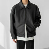 Bonsir Autumn Black Leather Jacket Men Fashion Oversized Leather Jackets Mens Streetwear Korean Loose Hip-hop Bomber Jacket Men Coat